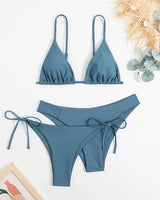 Ocean Chic - Brasilianisches 3-teiliges Push-Up Bikini-Set in Dunkelgrau