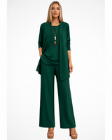 Wanda | Damen Elegantes 3-Teiliges Kleiderset – Koordiniertes Kleid Set Formal 2026 in Dunkelgrün