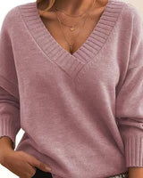 Mordane – Eleganter Langarm Pullover Mit V-Ausschnitt in Rosa