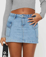 Damen Minirock mit Taschen in Blau