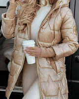 Damen Pufferjacke Baumwolle mit Kapuze – Stilvolle Jacke für Damen in Beige