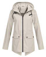 Damen Regenjacke Wasserdicht Atmungsaktiv Mit Kapuze in Beige