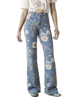 Damenhose mit Blumenmuster in Blau