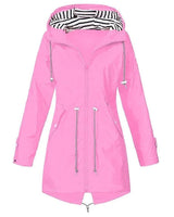 Damenjacke Regenjacke Winddicht mit Kapuze Sportlich Tailliert in Rosa