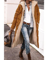 Bei | Wendemantel aus Sherpa-Fleece – langer Puffermantel mit Kapuze in Kaffee