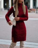Aryana | Elegantes Herbst-Winter-Kleid aus Strick in Rot