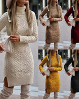 Aryana | Elegantes Herbst-Winter-Kleid aus Strick in Gelb
