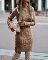 Aryana | Elegantes Herbst-Winter-Kleid aus Strick in Braun