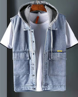Reeves Denim Kapuzenweste in Blau