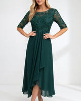 Zerda – Elegantes Midi Kleid Aus Spitze in Grün