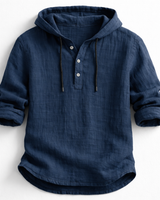 Alton - Atmungsaktiver Leinen-Hoodie in Dunkelblau