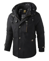 Tyron | Eleganter Trenchcoat mit Kapuze für Herren in Schwarz