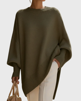 Livia | Oversize-Poncho-Pullover in Olivgrün