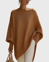 Livia | Oversize-Poncho-Pullover in Braun