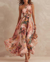 Lesena – Elegantes Maxikleid Mit Blumenmuster in Rosa