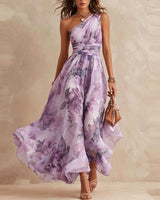 Lesena – Elegantes Maxikleid Mit Blumenmuster in Lila