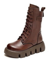 Dicker Plateaukampfstiefel - Marla in Braun