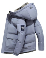 Renji | Herrenjacke mit fester Kapuze, dick und warm in Grau