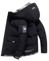Renji | Herrenjacke mit fester Kapuze, dick und warm in Schwarz