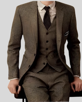 Dreiteiliger Slim-Fit-Anzug - Ansgar in Braun