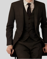 Dreiteiliger Slim-Fit-Anzug - Ansgar in Dunkelbraun