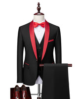 Dreiteiliger Slim-Fit-Anzug - Hennes in Schwarz-Rot