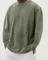Nestor | Rundhalsausschnitt Langarmshirt in Armeegrün