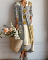 Vintage-Tunika-Kleid für Damen mit abstraktem geometrischem Kunstdruck in Mehrfarbig