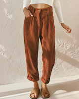 Gwendolyn | Cord Elastischer Bund Hose in Braun