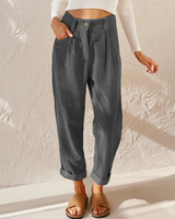 Gwendolyn | Cord Elastischer Bund Hose in Grau