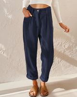 Gwendolyn | Cord Elastischer Bund Hose in Blau