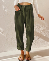 Gwendolyn | Cord Elastischer Bund Hose in Grün