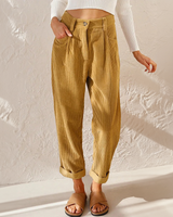 Gwendolyn | Cord Elastischer Bund Hose in Gelb