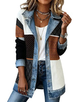 Cendall - Stylische Strick Jacke Mit Denim in Mehrfarbig
