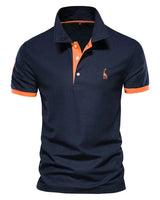Brent - Herren-Casual-Poloshirt in Dunkelblau-orange