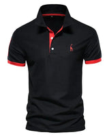 Brent - Herren-Casual-Poloshirt in Schwarz-Rot