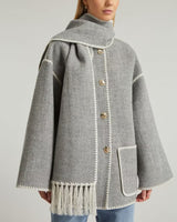 Kurze Wickeljacke mit Schalkragen in Grau