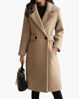 Claudia | Damen Klassischer Doppelknopf Wintermantel in Camel