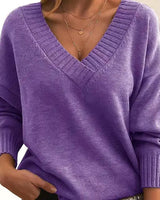 Mordane – Eleganter Langarm Pullover Mit V-Ausschnitt in Violett