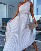 Einschulterkleid Mit Faltenrock - Lisann in Weiß