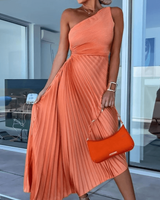 Einschulterkleid Mit Faltenrock - Lisann in Orange