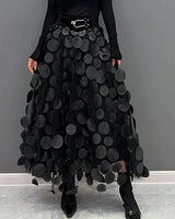 Silviya | Damen Eleganter Stilvoll Rock | Lang in Schwarz