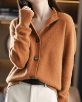 Eva | Damen Lässige Strickjacke mit langen Ärmeln in Orange