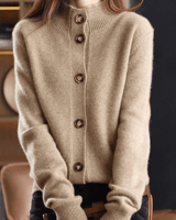 Eva | Damen Lässige Strickjacke mit langen Ärmeln in Braun