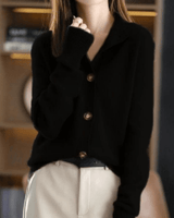 Eva | Damen Lässige Strickjacke mit langen Ärmeln in Schwarz