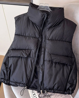Eleonora | Damen Bodywarmer Steppweste mit Taschen, Reißverschluss und Stehkragen in Schwarz