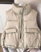 Eleonora | Damen Bodywarmer Steppweste mit Taschen, Reißverschluss und Stehkragen in Khaki