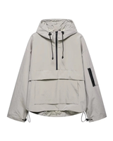 Elisabeth | Damen Wasserdichte Regenjacke mit Kapuze und Tasche in Grau