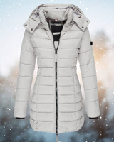Nicole | Damen Lange Steppjacke mit Kapuze für den Winter in Grau