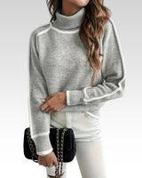 Turtleneck Pullover Damen kuschelig warm in Grau
